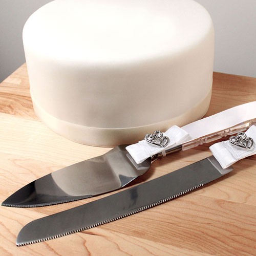 Set de pala y cuchillo para pastel "Double heart"