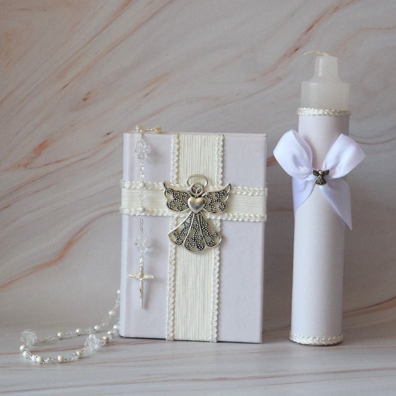 Biblia y Vela de Primera Comunión, Ángel. Ondine Collection