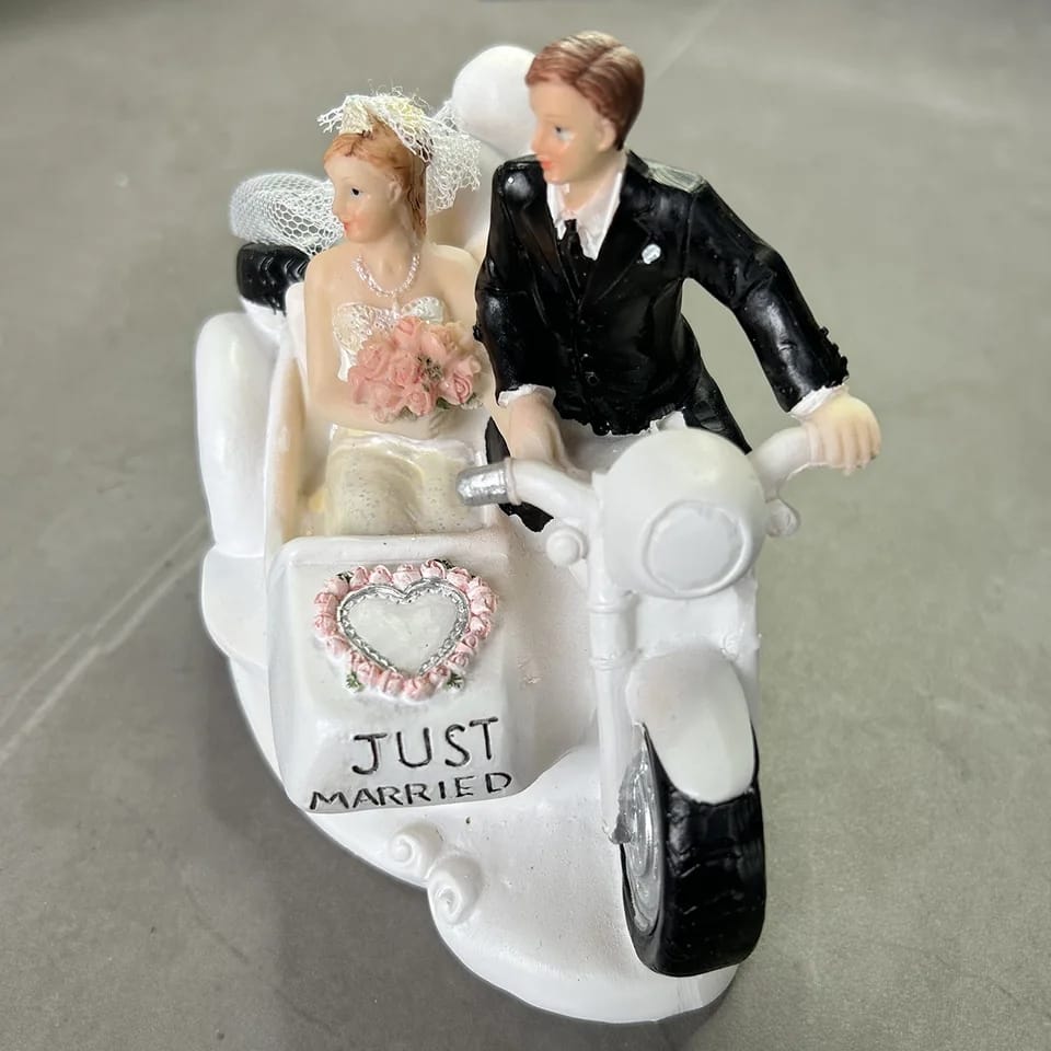 Muñecos de Pastel Novios en Motocicleta