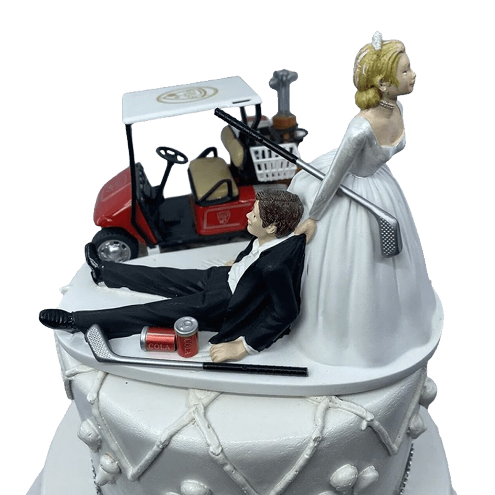 Figura de Pastel de Boda Divertida, Novio Golfista