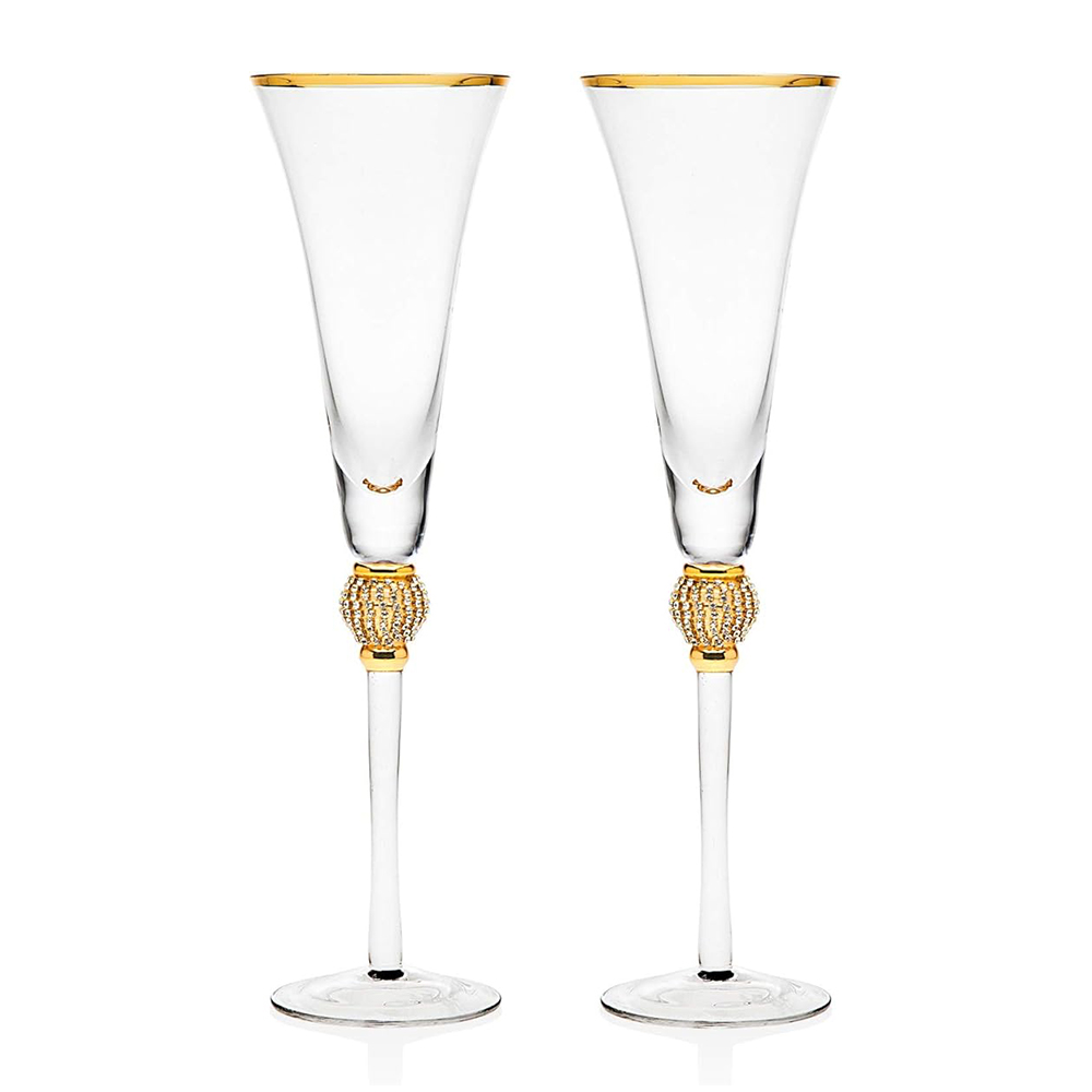 Copas para Boda Doradas con Incrustaciones de Cristal