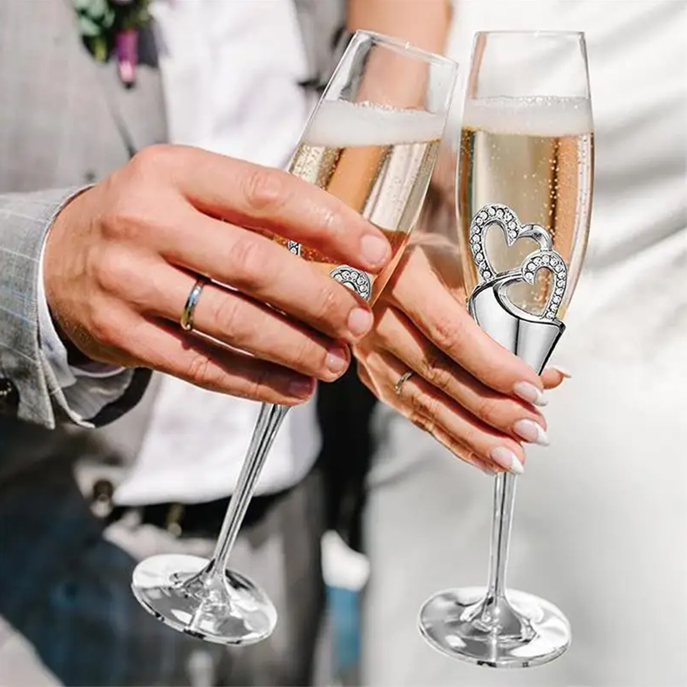 Juego de Copas, Pala y Cuchillo para Boda Plateado