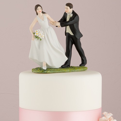 Figura de Pastel de Boda Porcelana, Carrera Hacia el Altar