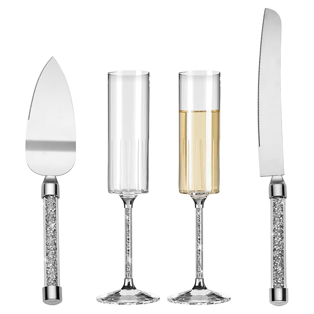 Juego Copas, Pala y Cuchillo con mango de Cristales
