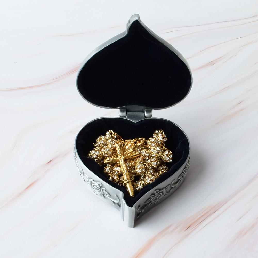 Cofre de Corazón para Boda con Rosario