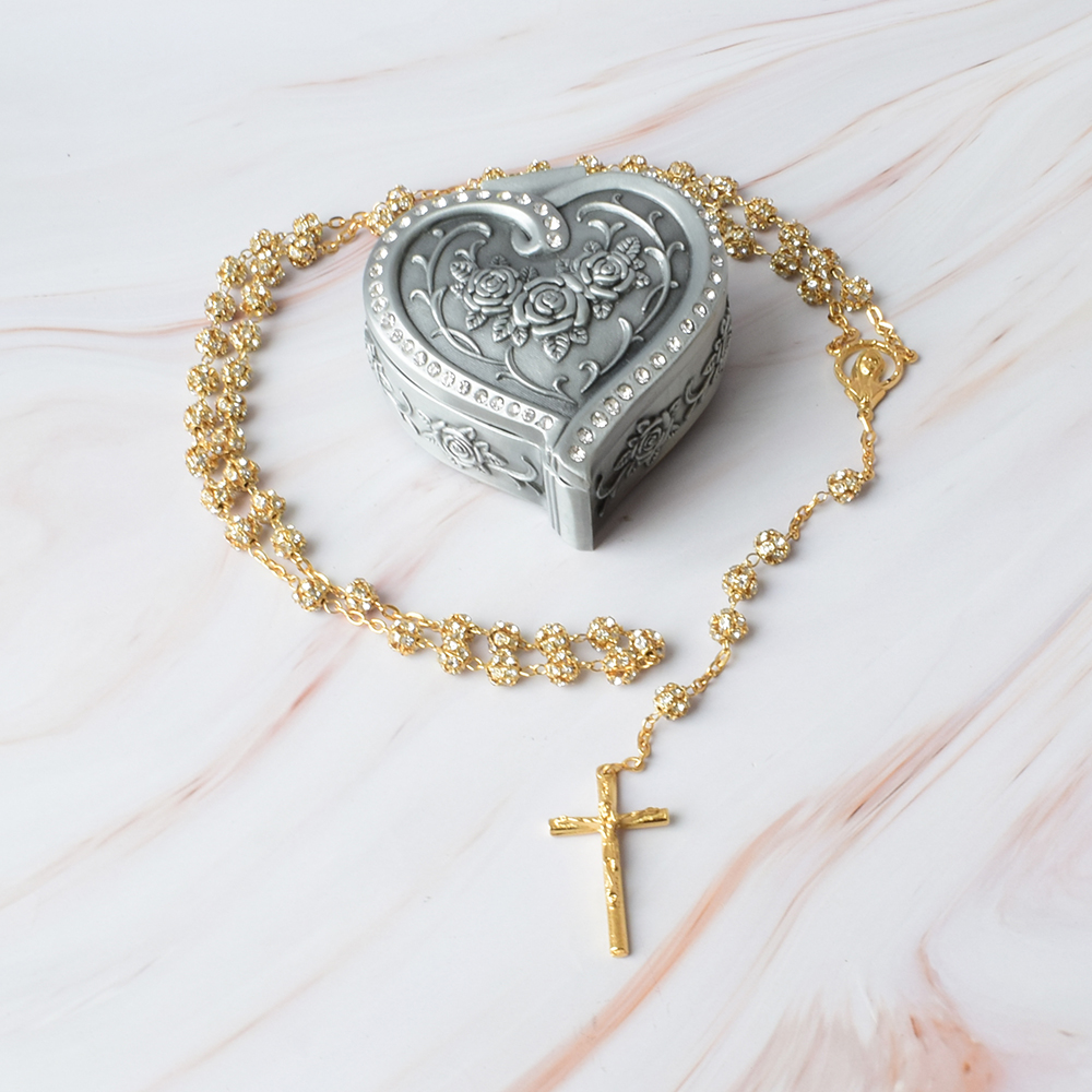 Cofre de Corazón para Boda con Rosario