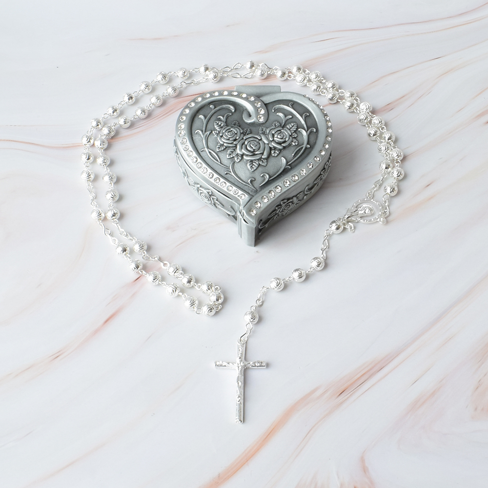 Cofre de Corazón para Boda con Rosario