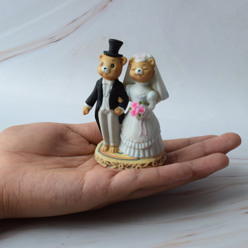 Figura para Pastel de Boda Pequeña, Porcelana, Ositos Enamorados