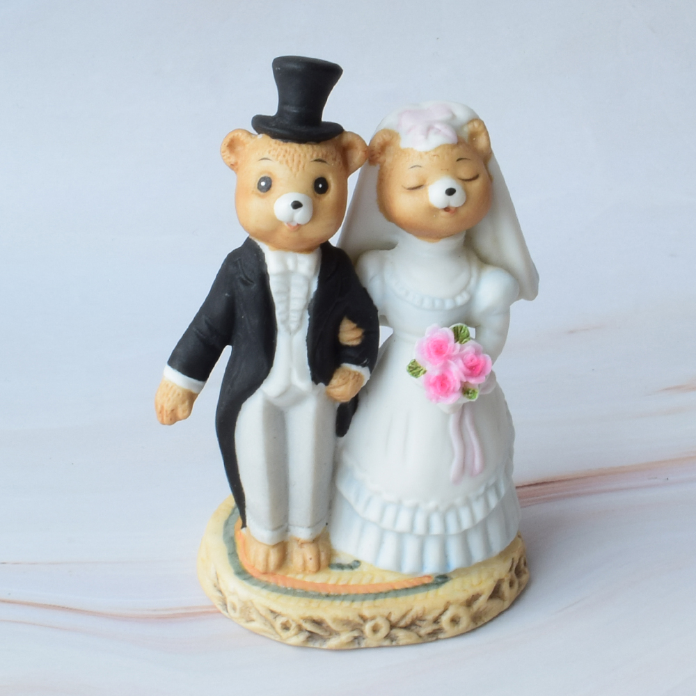Figura para Pastel de Boda Pequeña, Porcelana, Ositos Enamorados