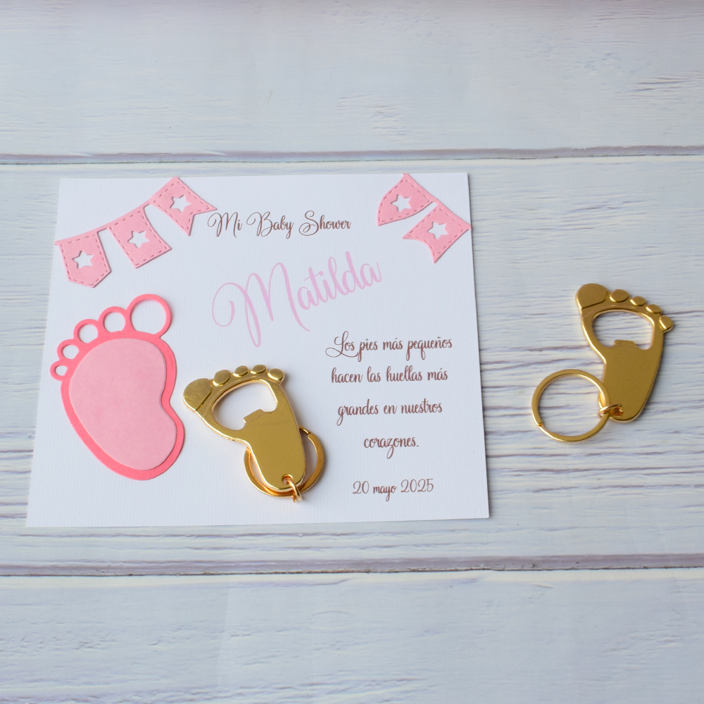 Destapador de Piecito, Recuerdo para Baby Shower Niña
