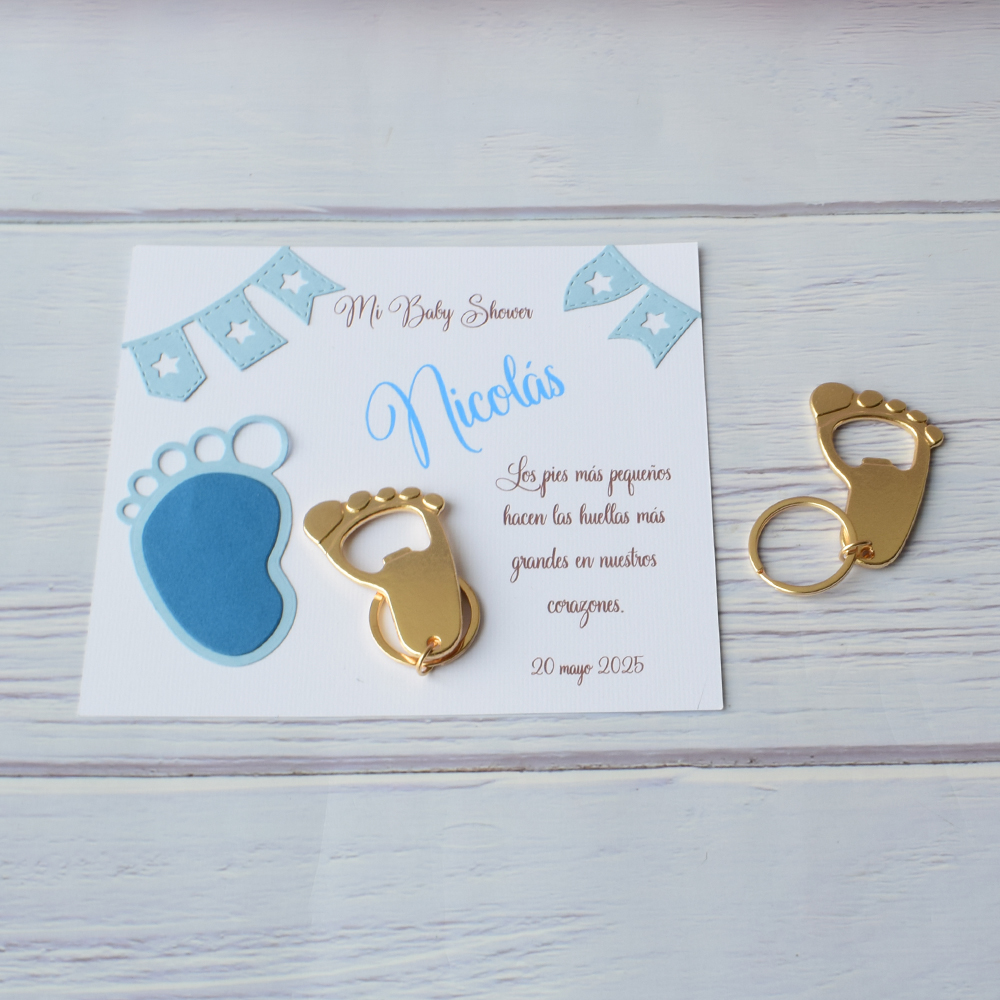Destapador de Piecito, Recuerdo de Baby Shower Niño