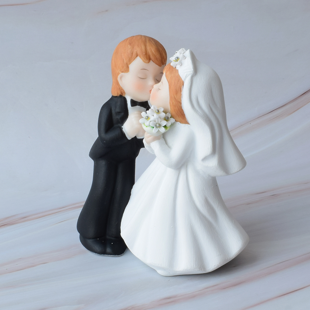 Muñecos para Pastel de Boda, Pequeño, Porcelana, Beso de Amor