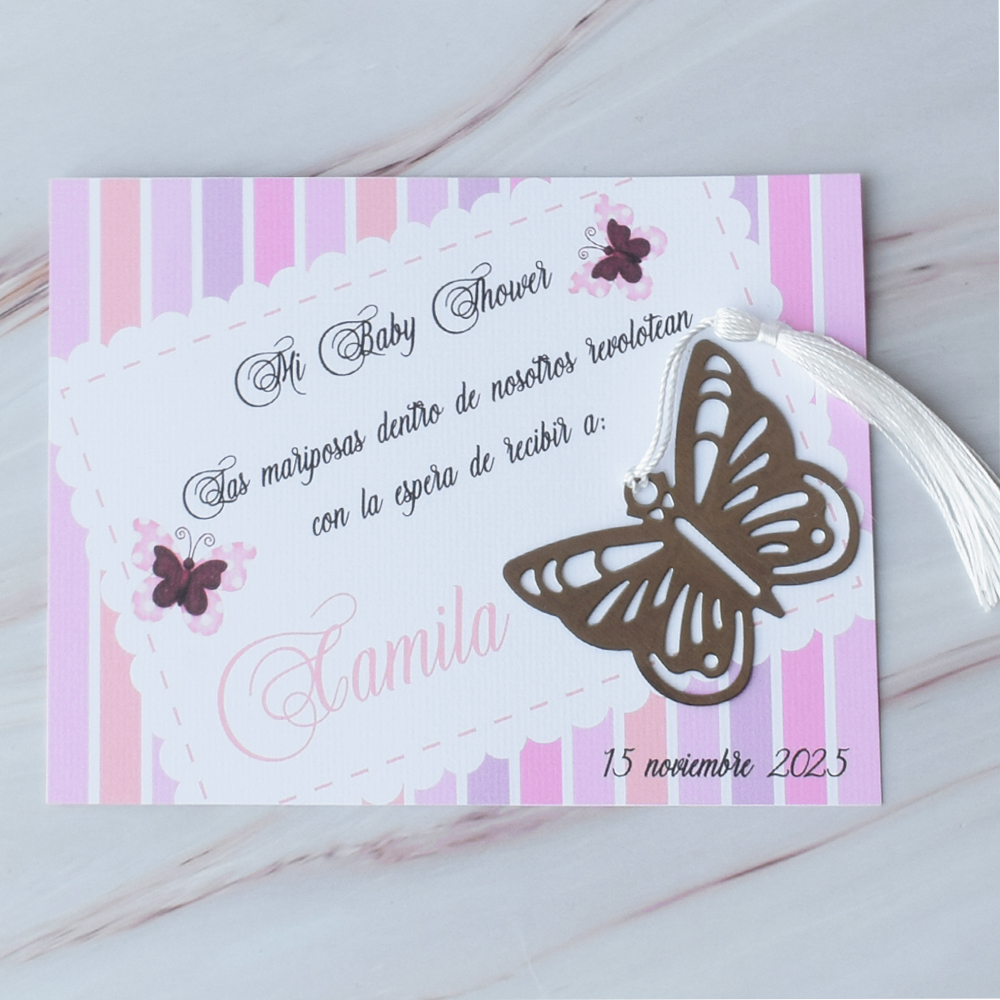 Separador de Libros Mariposa Tarjeta, Baby Shower