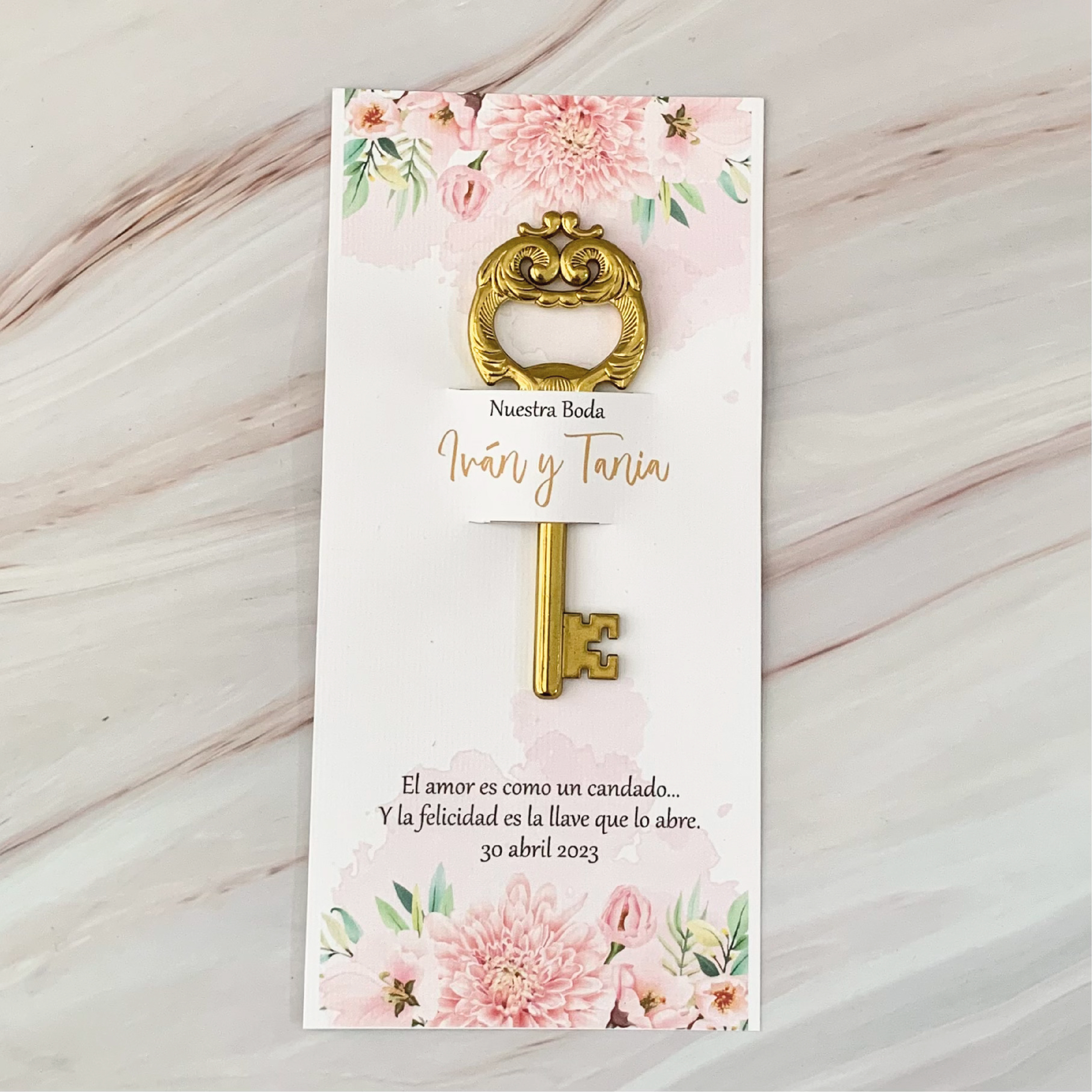 Recuerdo de Boda Personalizado, Destapador Llave Vintage