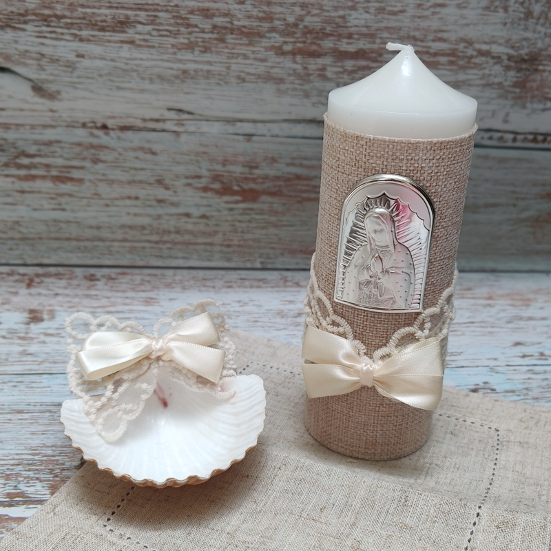 Kit de bautizo, Virgencita Bendíceme, en Plata