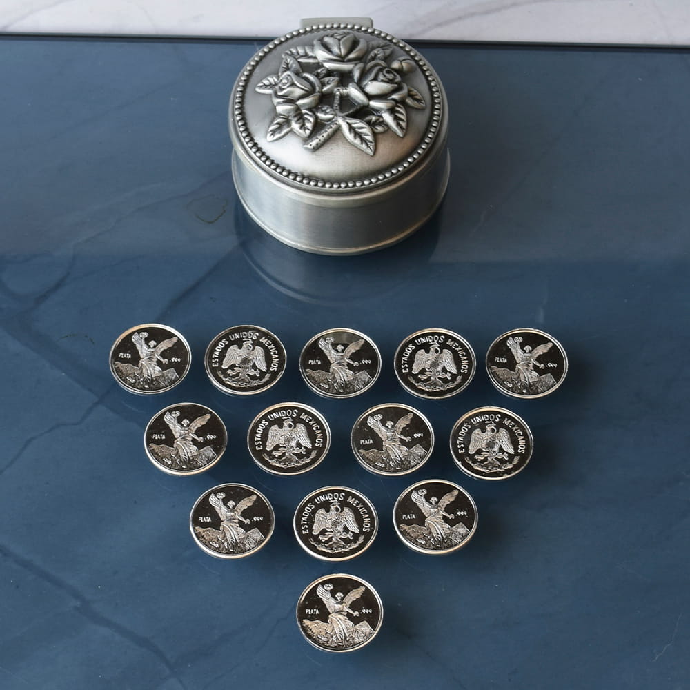 Estuche Oval rositas con Arras Centenario 20mm