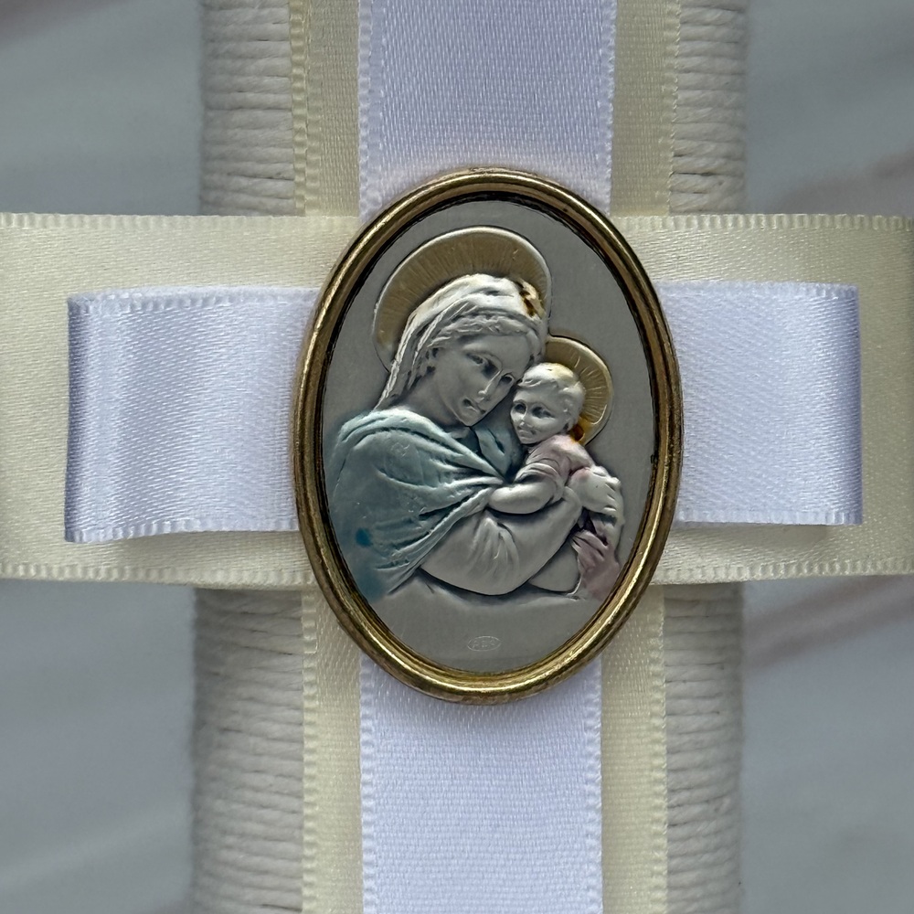 Kit de Bautizo Sagrada Virgen y Niño, Plata