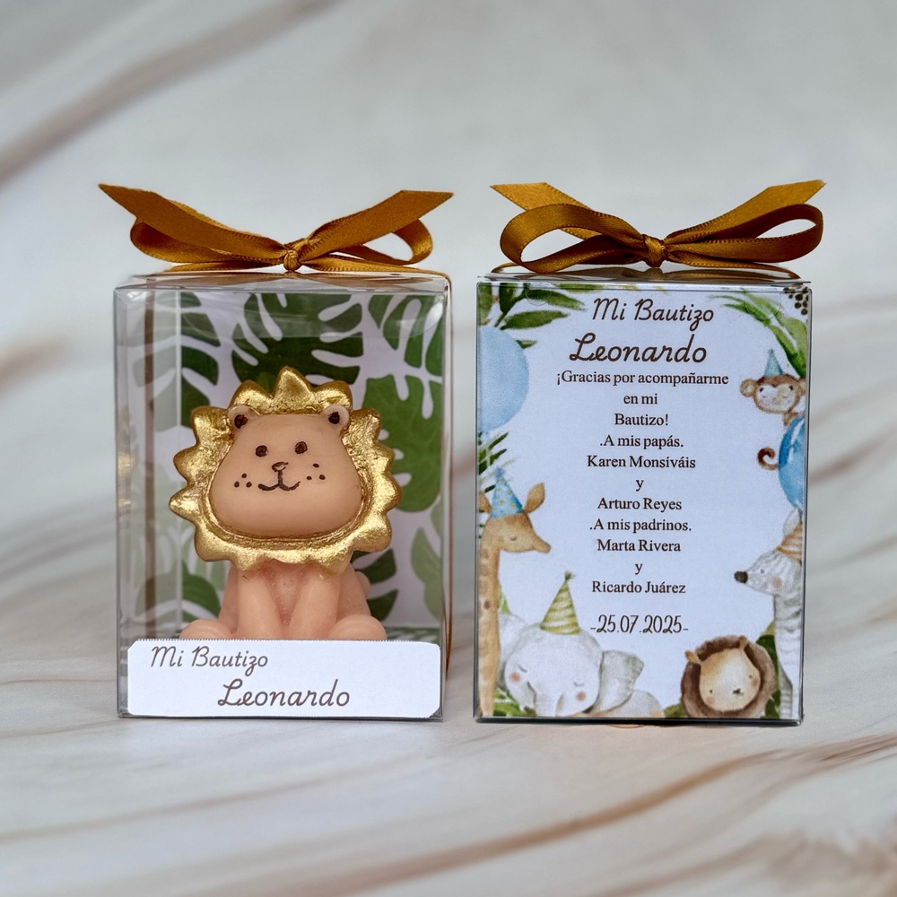 Vela de Leoncito Personalizada, para Baby Shower, Bautizo