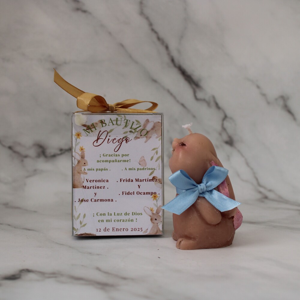 Vela de Conejito. Baby Shower y Bautizo