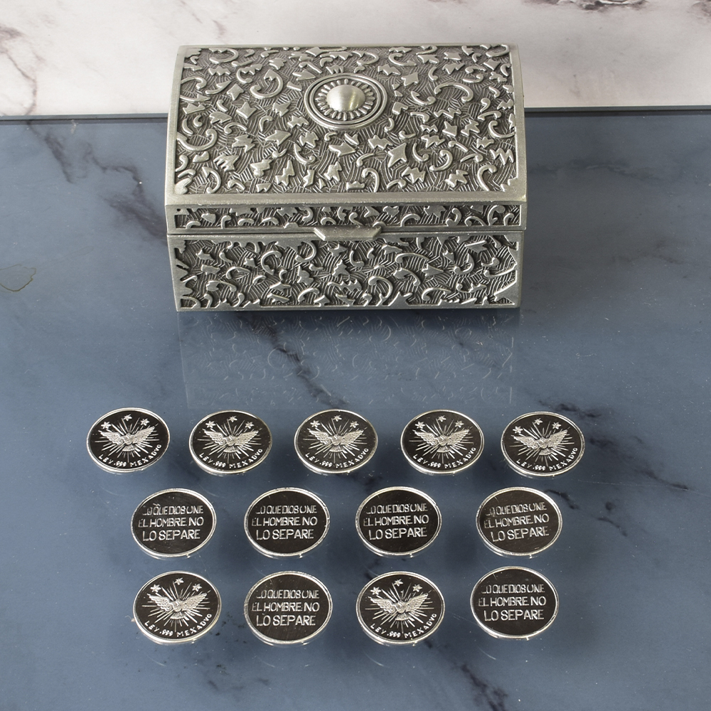 Cofre Trésor con arras Espíritu Santo Plata pura, 18 mm.