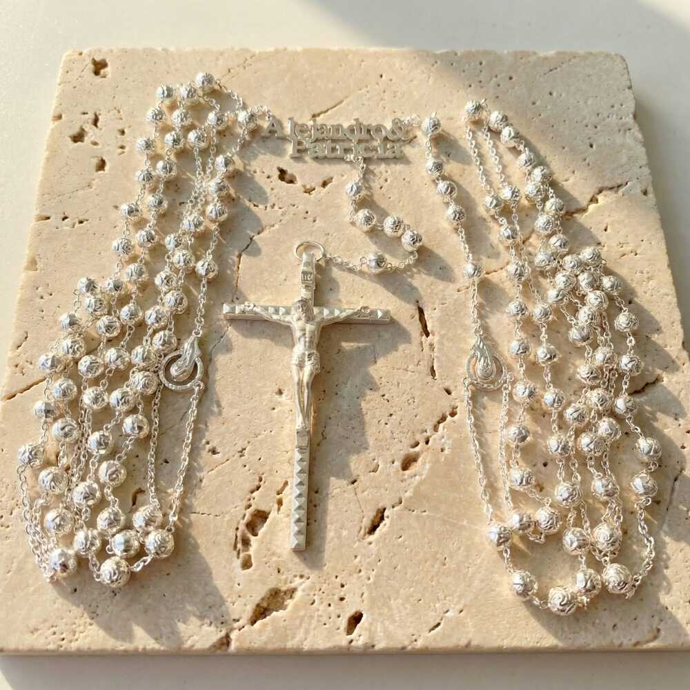 Lazo Rose Silver personalizado, cruz italiana, Certificado de exclusividad