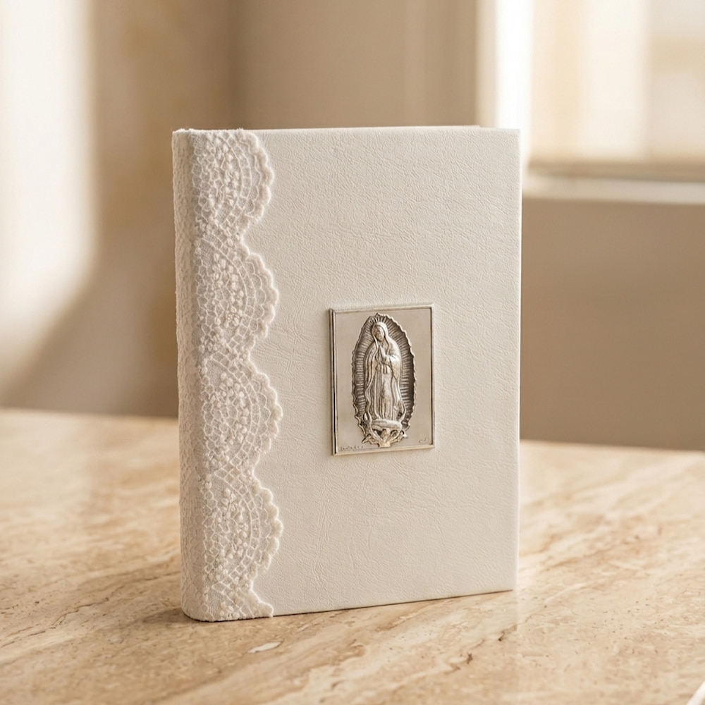 Biblia Grande Virgen de Guadalupe Plata Italiana