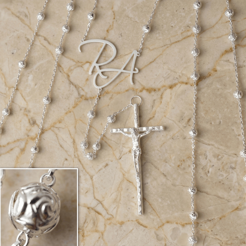 Lazo Rose Silver personalizado con iniciales