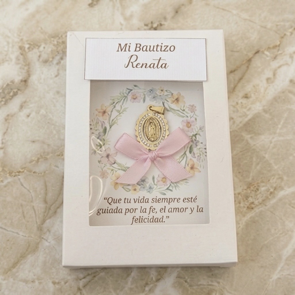 Recuerdo para quince años, medalla de Virgen de Guadalupe